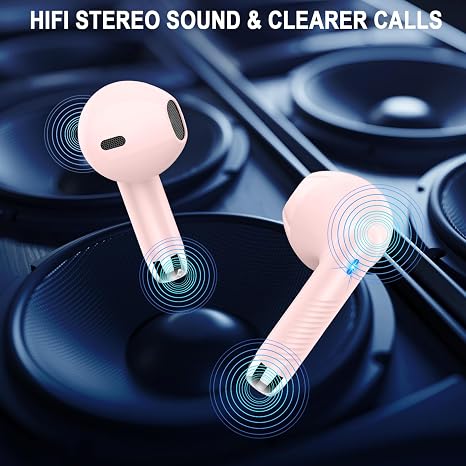 Jxrev Wireless Bluetooth 5.4 Earbuds, 6D Stereo Ear Buds, LED Power Display
