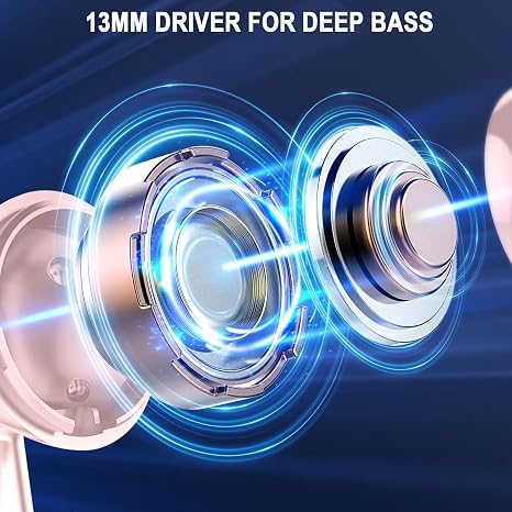 Jxrev Wireless Bluetooth 5.4 Earbuds, 6D Stereo Ear Buds, LED Power Display